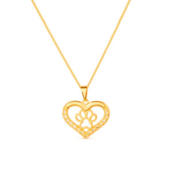 Colar Chocker de Coração Pet 24k