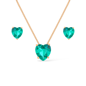 Conjunto de Coração Verde 24k