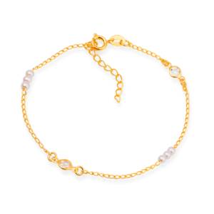 Pulseira de Pérolas com Ponto de Luz 24k