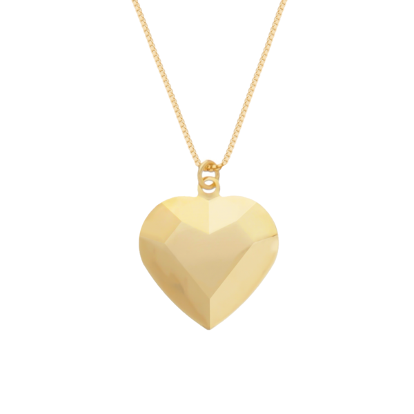 Colar Coração Traços Retos 24k