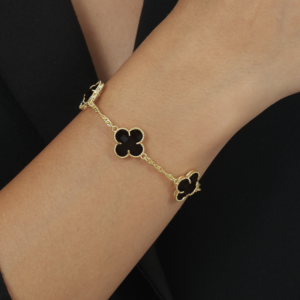 Pulseira Trevos Preto 24k