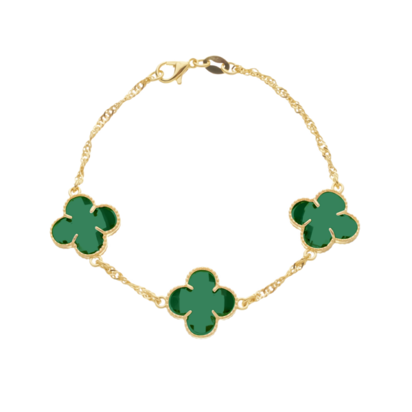 Pulseira Trevos Verde 24k