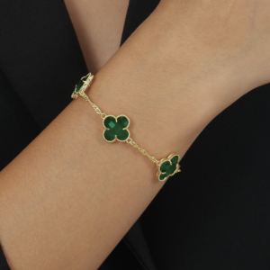 Pulseira Trevos Verde 24k